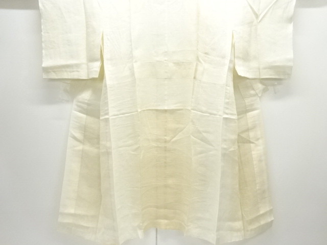 アンティーク　本麻透かし織　波に花模様長襦袢